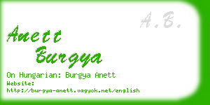 anett burgya business card